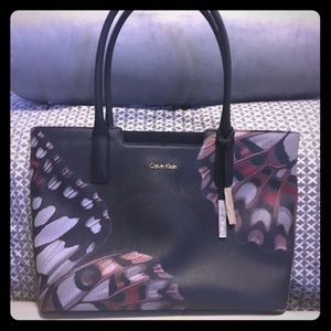 Calvin Klein Butterfly Leather Tote